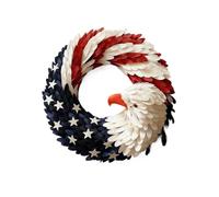 Patriotic Wreaths - Red White Blue Garland, Eagle Wreaths | 7.87 Inch, For Front Door, Home Porch, Window, Wall, Holiday, Memorial Day Celebration and Theme Party Decoration