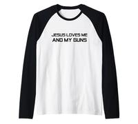Patriótica 2da Enmienda Cristo - Jesús Me Ama y Mis Armas Camiseta Manga Raglan