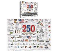 Patriótico 250 Aniversario - 1000 Piezas Educativo Decoración Patriótica - América 250 Cumpleaños - para Hogar Escuela Aula Escritorio 4 de Julio Día de los Caídos