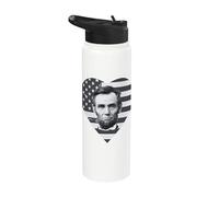Patriótico 4 de julio USA Independence Abe Lincoln Heart Stainless Steel Insulated Water Bottle