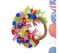 patriótico al aire libre, guirnaldas del 4 de julio para la puerta de entrada,Garland del porche del Memorial Day | DEGORICIÓN DE LA PUERTA DE DETENER QUE AZUL OSCURO ROJO PERDIDO DE VERIENE