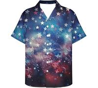 Patriótico Bandera USA Impresión 3D Camisa de Botones Manga Corta Novedad Águila Calva/Lobo Camisa Hawaiana Verano Playa Top