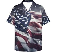 Patriótico Bandera USA Impresión 3D Camisa de Botones Manga Corta Novedad Águila Calva/Lobo Camisa Hawaiana Verano Playa Top