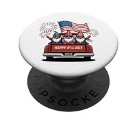 Patriótico Desfile de Gnomos Divertido Camión Fuegos Artificiales Cuatro de Julio EE.UU PopSockets PopGrip Adhesivo