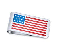 Patriótico EE.UU. Bandera Americana Rojo Blanco Azul Estrellas Rayas Pinza para El Dinero para Los Hombres Papá Llano Grabable Tarjeta De Crédito Esmalte De Plata Tono De Acero Inoxidable