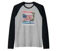 Patriótico Honra a los Muertos Sanar al Guerrero Herido Americano Camiseta Manga Raglan