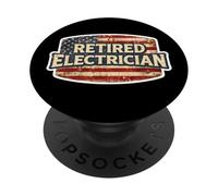 Patriótico Jubilado Electricista Bandera Estadounidense jubilación Estados Unidos PopSockets PopGrip Adhesivo
