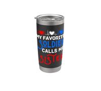 Patriótico Mi soldado favorito me llama hermana hermano divertido Vaso térmico de acero inoxidable de doble pared
