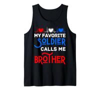 Patriótico Mi Soldado Favorito me Llama Hermano Hermana Divertida Camiseta sin Mangas