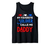 Patriótico Mi Soldado Favorito me Llama papá Hijo Hija Camiseta sin Mangas