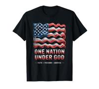 Patriótico Una Nación Bajo Dios Hombres 4 de julio EE.UU. Cristiano Camiseta