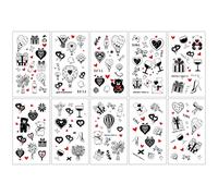 Patrón 3D, pegatinas temporales, tatuaje temporal de acuarela para niños, se puede utilizar para bolsas de fiesta de cumpleaños infantiles, fácil de usar/fácil de quitar 10 cuentas (festival divertido