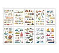 Patrón 3D, pegatinas temporales, tatuajes temporales de acuarela para niños, se puede utilizar para bolsas de fiesta de cumpleaños infantiles, fácil de usar/fácil de quitar 10 cuentas (tráfico de