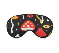 Patrón (535) Máscara para dormir para hombres y mujeres, máscara para dormir compatible con dibujos psicodélicos de hongos rojos y globos oculares, cómoda máscara para ojos con correa ajustable, bloqu