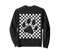 Patrón a cuadros con estampado de huellas de perro de ajedrez Sudadera