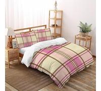 Patrón a Cuadros Funda Edredon 3 Piezas 3D Estampado Plaid Pastoral Fabric con Cremallera Y Funda De Almohada Super King（260x220cm） Microfibra Ropa De Cama para Adultos Y Niñas