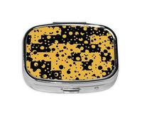 Patrón abstracto amarillo negro, Pastillero cuadrado para bolsillo o monedero, pequeño contenedor de pastillas, organizador de pastillas de viaje