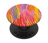 Patrón abstracto audaz en dopamina rosa vibrante, rojo, amarillo PopSockets PopGrip Adhesivo