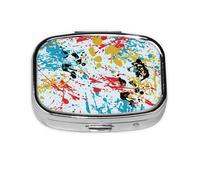 Patrón abstracto de salpicaduras de tinta, Pastillero cuadrado para bolsillo o monedero, pequeño contenedor de pastillas, organizador de pastillas de viaje