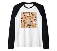 Patrón Abstracto Geométrico Marrón Verde Y Naranja Triángulos Camiseta Manga Raglan