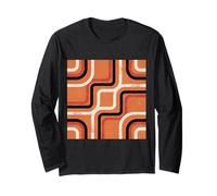 Patrón Abstracto Geométrico Retro Línea Arte Naranja Manga Larga