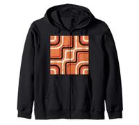 Patrón Abstracto Geométrico Retro Línea Arte Naranja Sudadera con Capucha