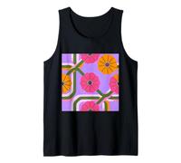 Patrón Abstracto Geométrico Retro Línea Arte Salpicadura Floral Camiseta sin Mangas