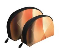 Patrón Abstracto Naranja y marrón, Bolsa de Maquillaje de Concha, Monedero pequeño para Mujer, Bolsa de artículos de tocador, Bolsa de cosméticos, 2 Piezas