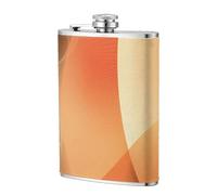 Patrón abstracto naranja y marrón,Frasco de acero inoxidable 304 de 8 oz con funda de cuero sintético, frasco de bolsillo para licor plano para exteriores
