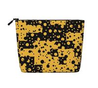 Patrón Abstracto Negro y Amarillo,Neceser de Maquillaje de imitación Lino, Neceser de Viaje portátil