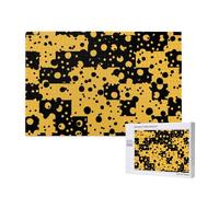 Patrón Abstracto Negro y Amarillo,Rompecabezas de Madera de 1000 Piezas para Adultos y Adolescentes.