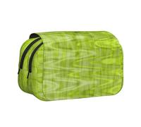 Patrón Abstracto Verde Lima Fresco Estuche para lápices portátil con Doble Concha y Cremallera