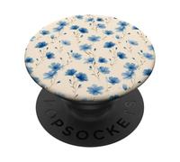 Patrón Acuarela Floral Azul Naturaleza, Una Flor Azulada PopSockets PopGrip Adhesivo