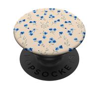 Patrón Acuarela Floral Azul Naturaleza, Una Flor Azulada PopSockets PopGrip Adhesivo