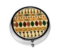 Patrón africano tradicional de estilo bohemio. Este pastillero de viaje pequeño, redondo y de tres compartimentos es perfecto para almacenar medicamentos diarios, vitaminas y sobre la marcha.