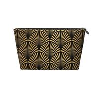 Patrón Art Decó Sin Costuras Oro Negro, Bolsa de artículos de tocador Bolsa de Maquillaje Bolsa de cosméticos Bolsa de artículos de tocador de Viaje portátil