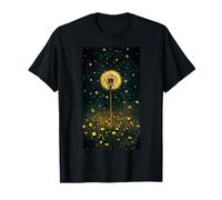 Patrón artístico de Flores de Diente de león, Flores Silvestres Amarillas en la Oscuridad Camiseta