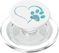 Patrón azul claro Pata de perro huellas corazón enemigo amantes del perro PopSockets PopGrip para MagSafe