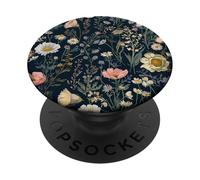 Patrón botánico Bohemio de Flores Florales de Flores Silvestres oscuras PopSockets PopGrip Adhesivo