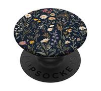 Patrón botánico Bohemio de Flores Florales de Flores Silvestres oscuras PopSockets PopGrip Adhesivo