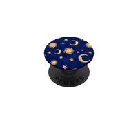 Patrón Celestial Retro de los años 90, Sol, Luna, Estrellas PopSockets PopGrip Adhesivo