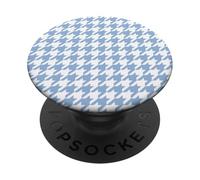 Patrón clásico elegante de pata de gallo azul claro estético blanco PopSockets PopGrip Adhesivo