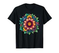 Patrón Colorido de Flores de jardín Mandala Bloom Camiseta