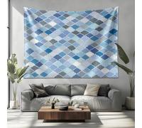 PatróN Creativo GeoméTrico Tapicería Tapiz, Tapices, Esterilla de Playa, Placa de Picnic, Azul Decoración de Pared, Tapiz Pared Arte de Pared en el Techo 150x100 cm