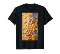 Patrón de Abeja y Lavanda Amarillo Miel Camiseta