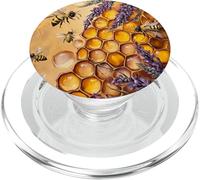 Patrón de Abeja y Lavanda Amarillo Miel PopSockets PopGrip para MagSafe