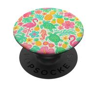 Patrón de Acuarela caprichoso y Playero con Flores Tropicales del océano PopSockets PopGrip Adhesivo