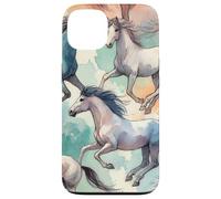 Patrón de Acuarela de Caballos, Caballos de Arte Amante de los Caballos Carcasa para iPhone 13