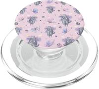 Patrón de acuarela femenino lindo gato mariposa rosa PopSockets PopGrip para MagSafe