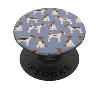 Patrón de alambre Fox Terrier en azul cielo PopSockets PopGrip Adhesivo